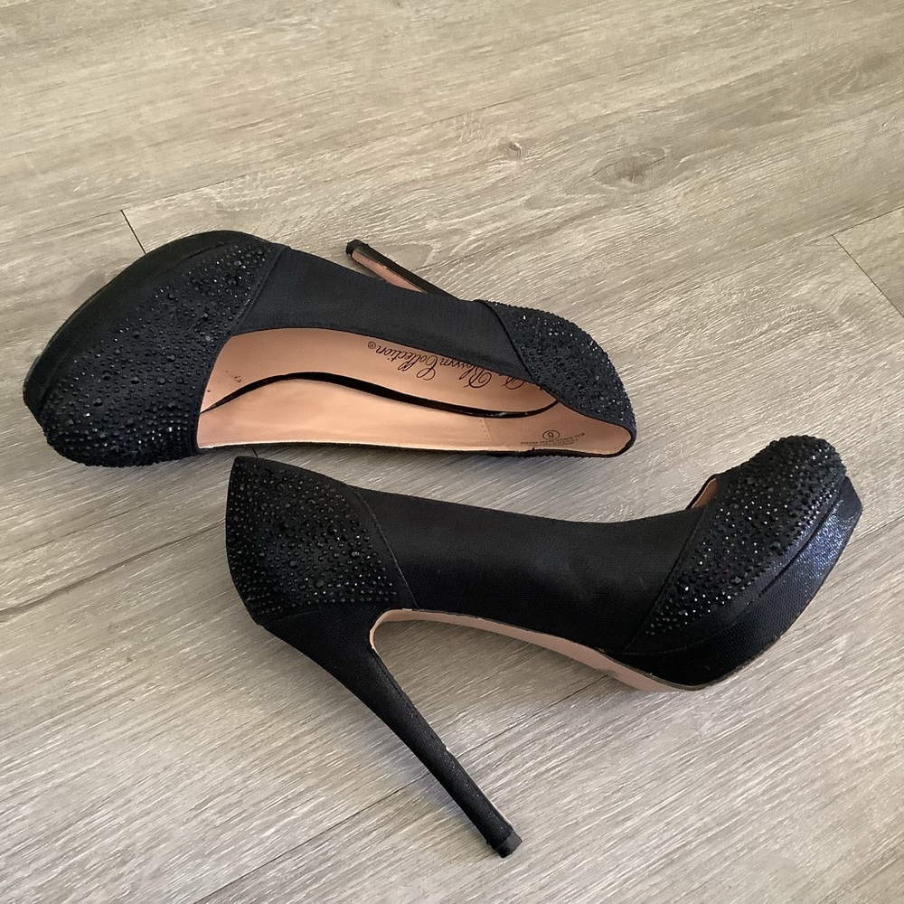 Black Rhinestone Heels